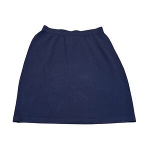 St. John Basics Women's Santana Knit Skirt Sz 12 Elastic Waist Above Knees Navy